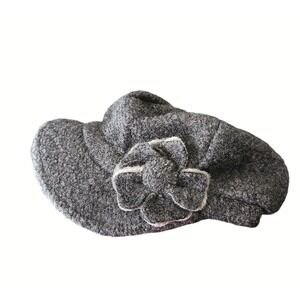 Y2k Dahlia Newsboy Cap Women's Chic Flower Hat Gray Wool Blend